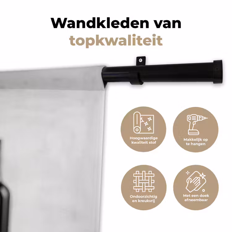 Wandkleed - Wijnflessen - Zwart - Minimalistisch — 3