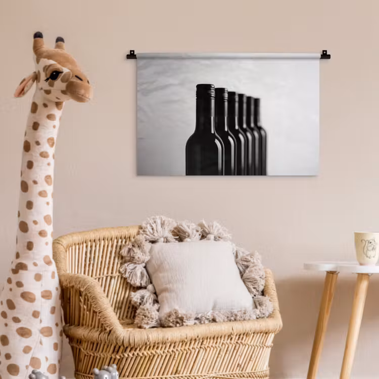 Wandkleed - Wijnflessen - Zwart - Minimalistisch — 5