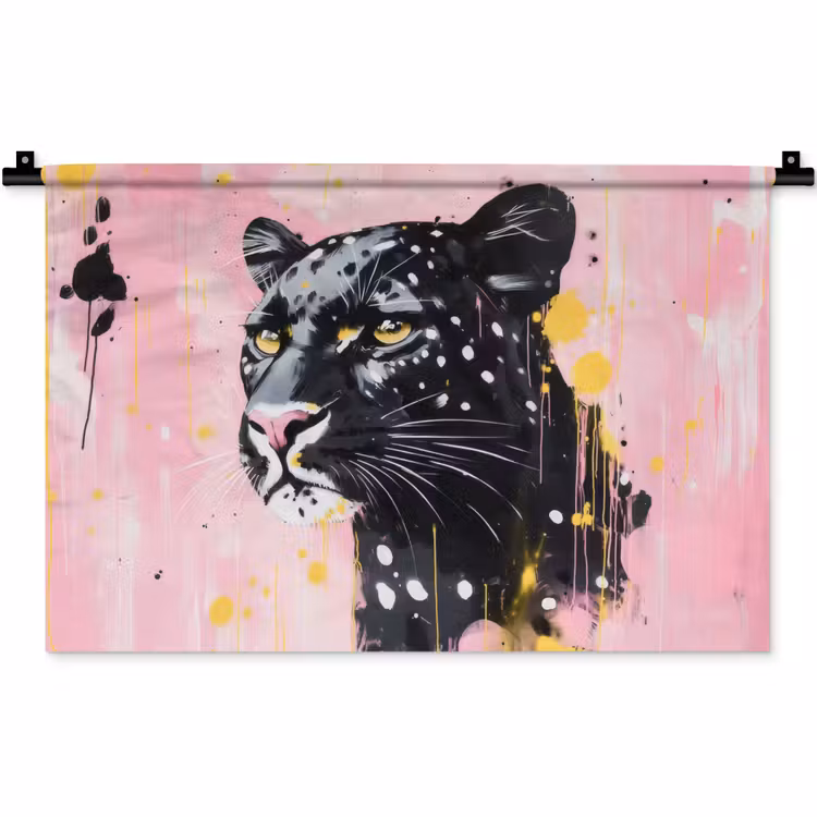 Wandkleed - Zwart - Panter - Roze - Abstract — 1