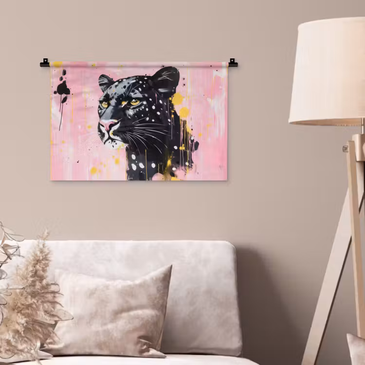 Wandkleed - Zwart - Panter - Roze - Abstract — 2
