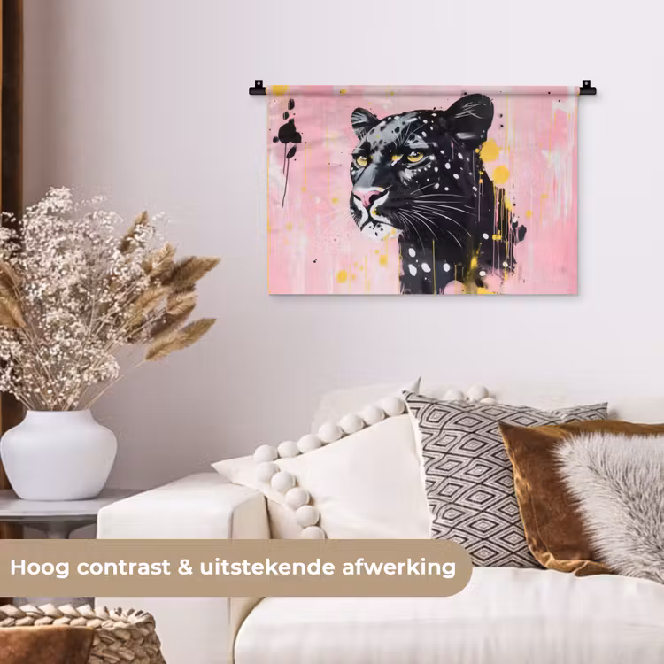 Wandkleed - Zwart - Panter - Roze - Abstract — 4
