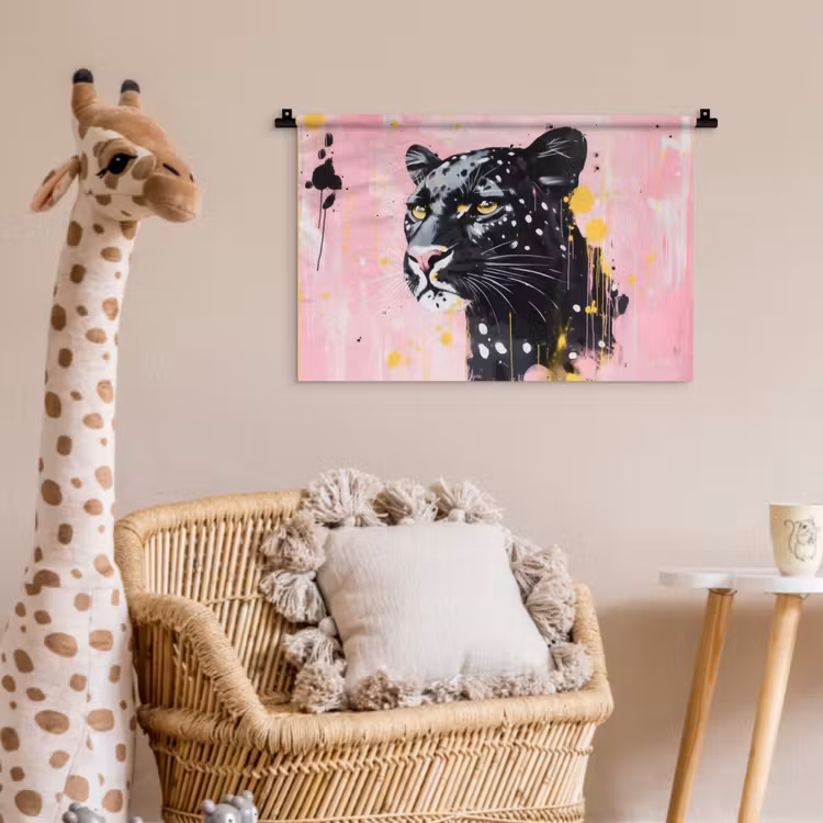 Wandkleed - Zwart - Panter - Roze - Abstract — 5