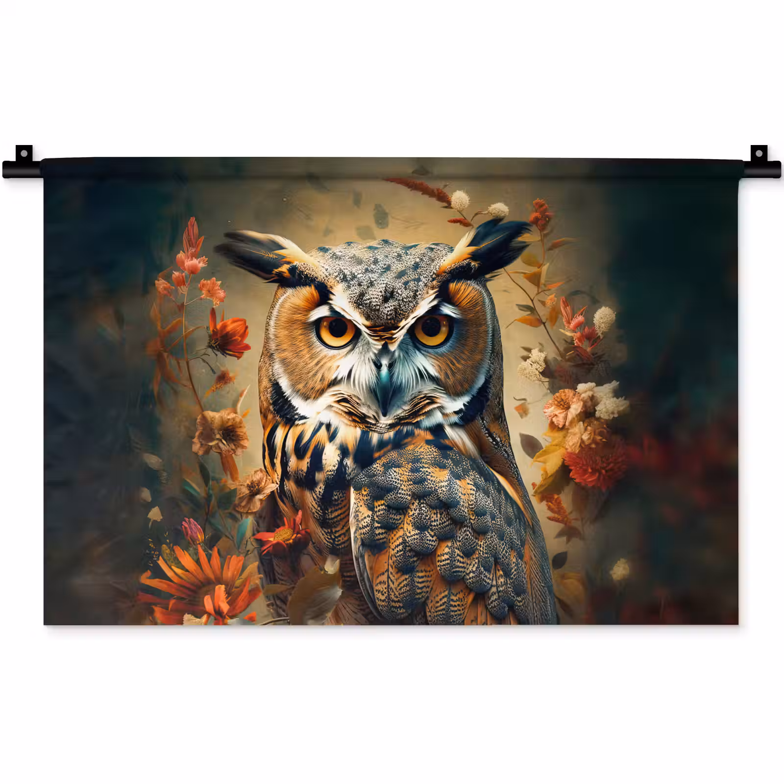 Wandkleed - Uil - Vogel - Bloemen - Planten - Botanisch — 1