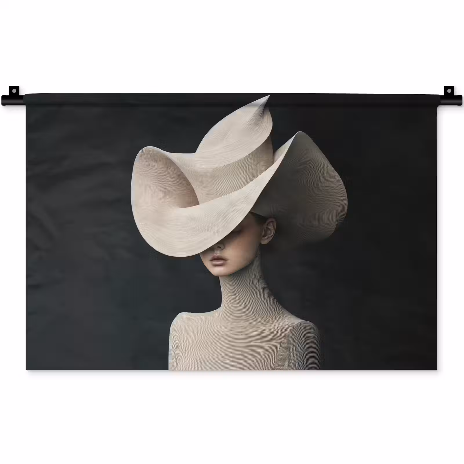 Wandkleed - Vrouw - Golvende - Hoed — 1