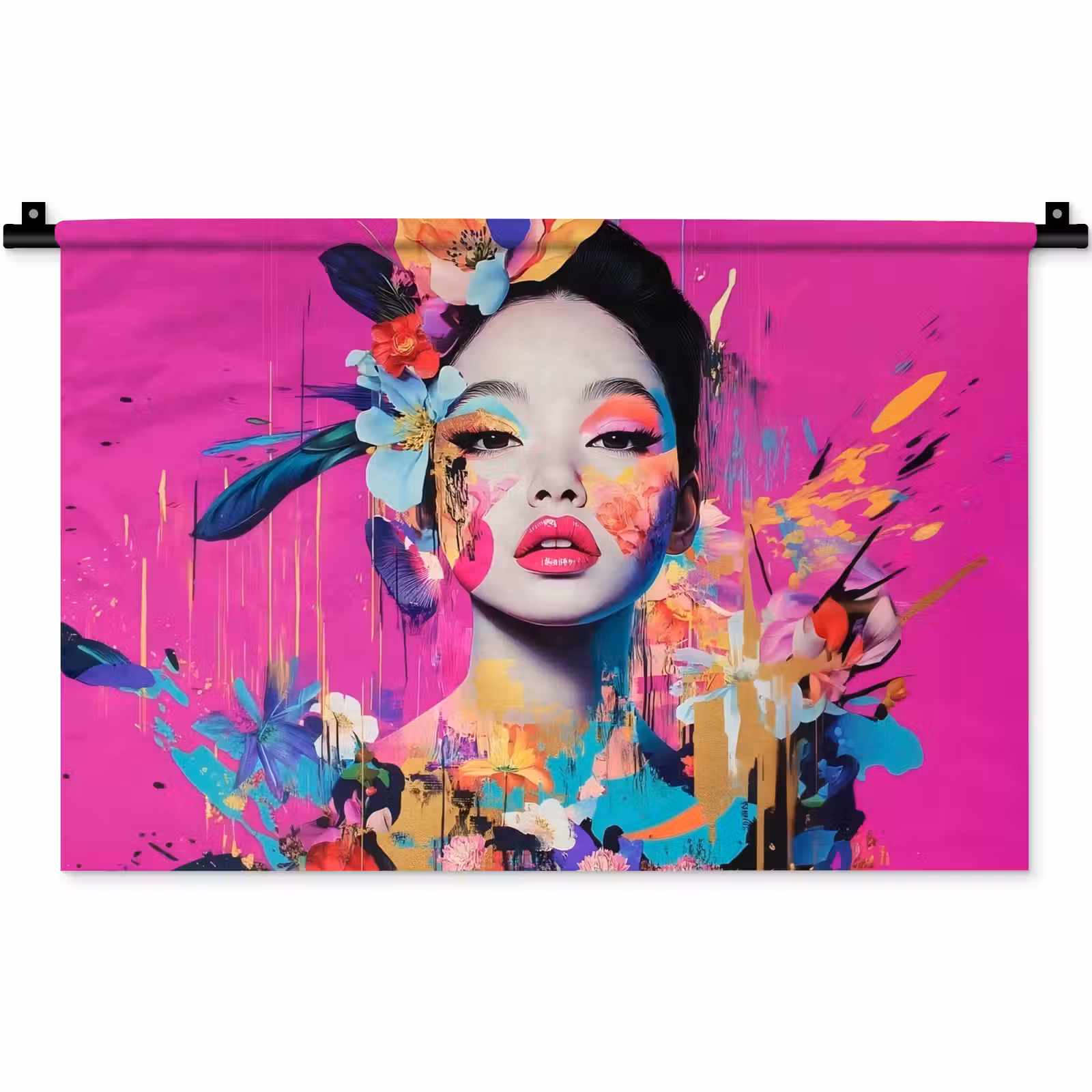 Wandkleed - Vrouw - Portret - Abstract - Paars — 1