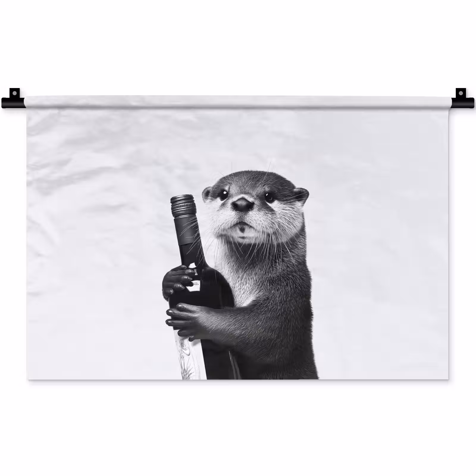 Wandkleed - Wijnfles - Otter - Zwart — 1