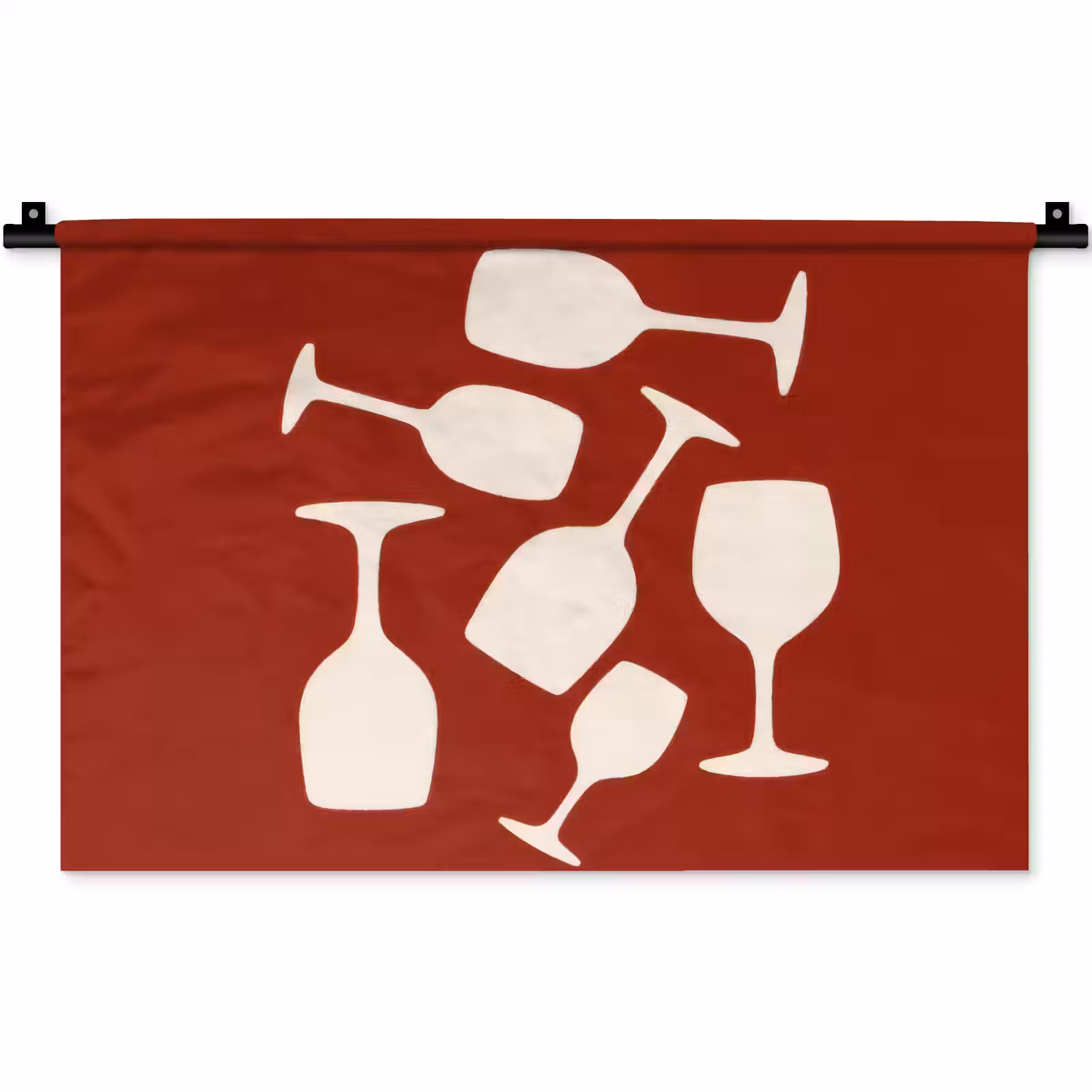 Wandkleed - Wijnglazen - Silhouetten - Wit — 1