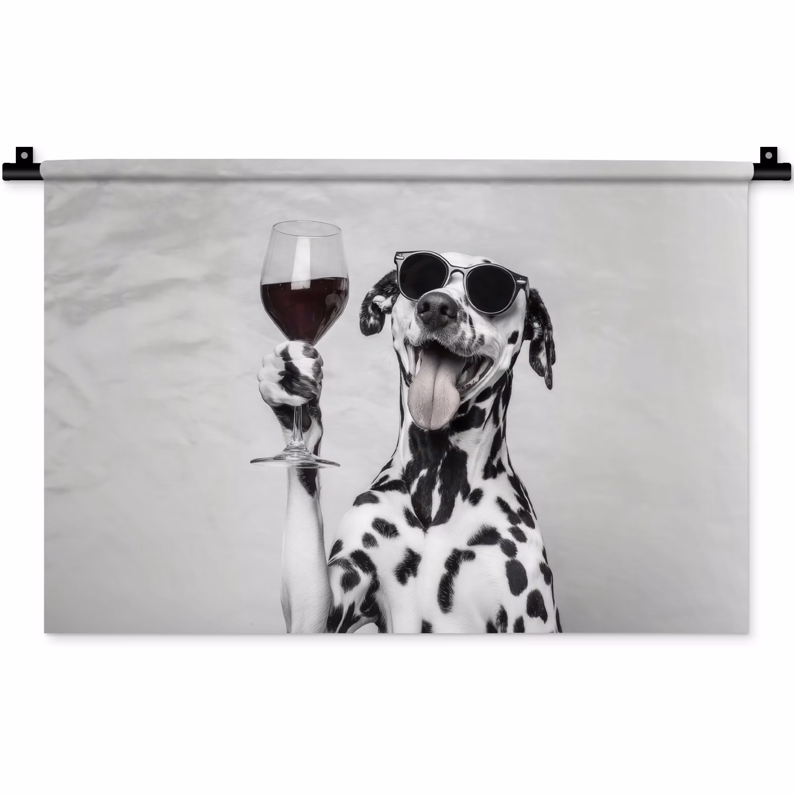 Wandkleed - Zonnebril - Dalmatiër - Wijnglas - Tong — 1