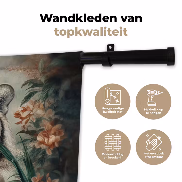 Wandkleed - Tijger - Vlinders - Dieren - Jungle - Bloemen — 3