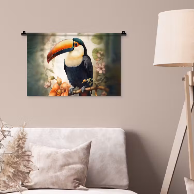 Wandkleed - Toekan - Vogel - Bloemen - Planten — 2