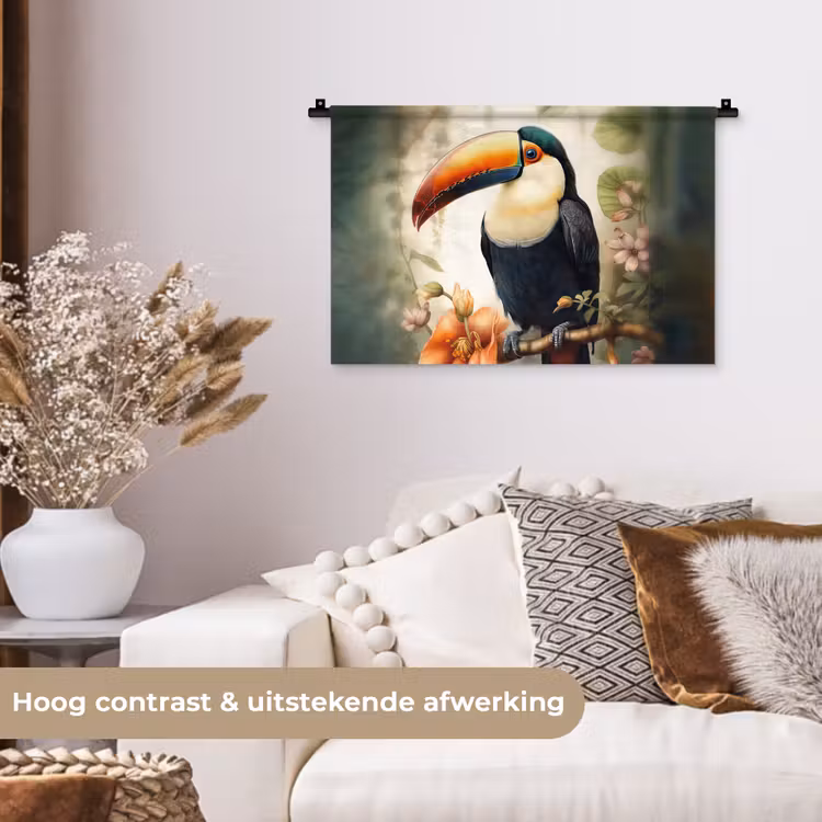 Wandkleed - Toekan - Vogel - Bloemen - Planten — 4