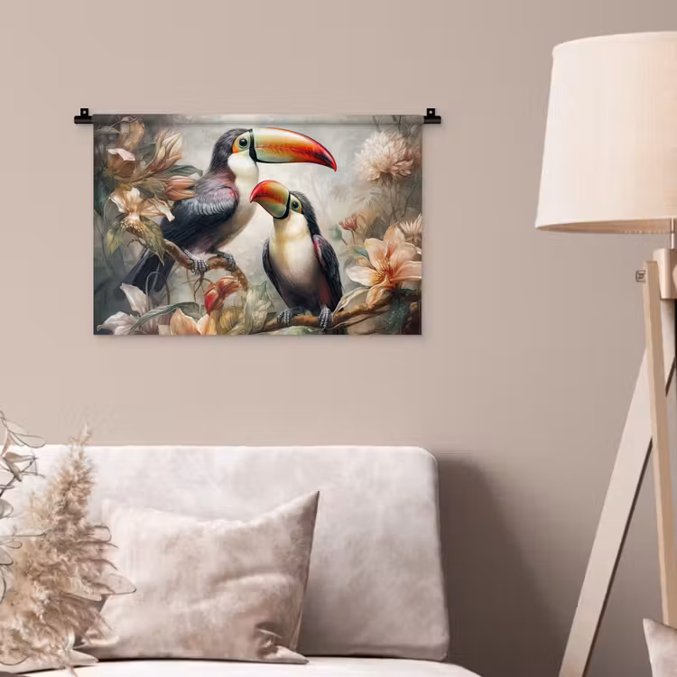 Wandkleed - Toekan - Vogels - Bloemen - Jungle — 2