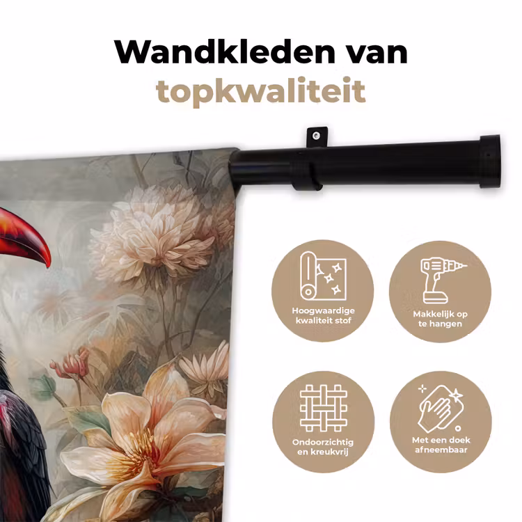 Wandkleed - Toekan - Vogels - Bloemen - Jungle — 3