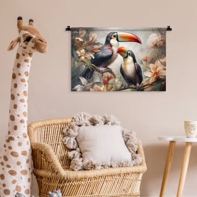 Wandkleed - Toekan - Vogels - Bloemen - Jungle — 5