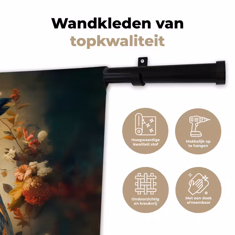 Wandkleed - Uil - Vogel - Bloemen - Planten - Botanisch — 3