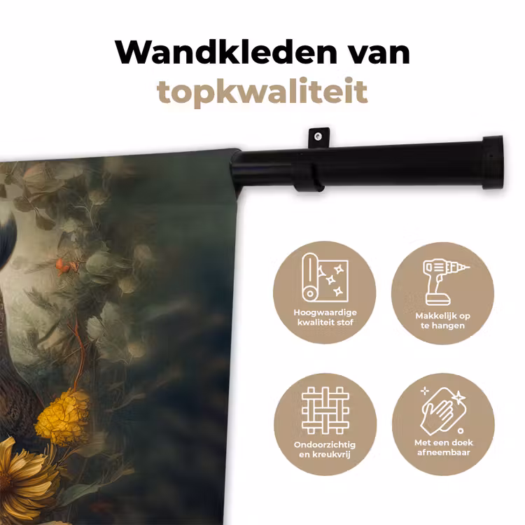 Wandkleed - Uil - Vogels - Bloemen - Natuur — 3
