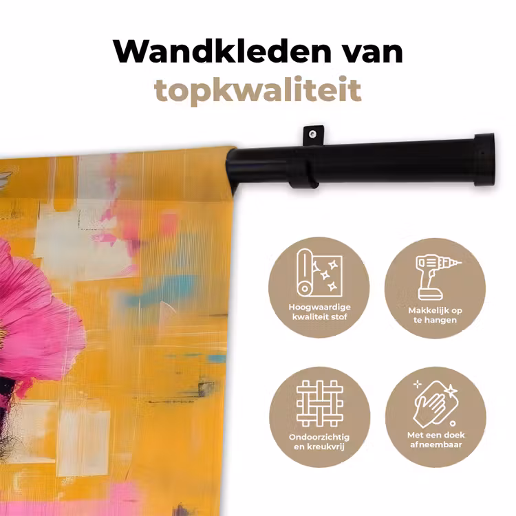 Wandkleed - Vogel - Vrouw - Abstract - Bloem — 3