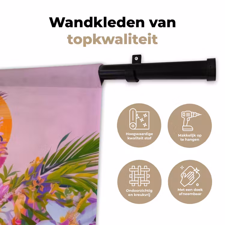 Wandkleed - Vrouw - Abstract - Cirkel - Bloemen — 3