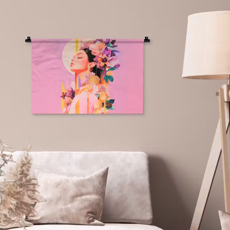 Wandkleed - Vrouw - Bloemen - Paars - Abstract — 2