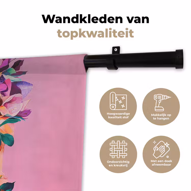 Wandkleed - Vrouw - Bloemen - Paars - Abstract — 3