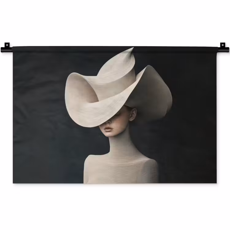 Wandkleed - Vrouw - Golvende - Hoed — 1