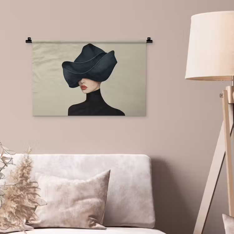 Wandkleed - Vrouw - Groen - Hoed — 2