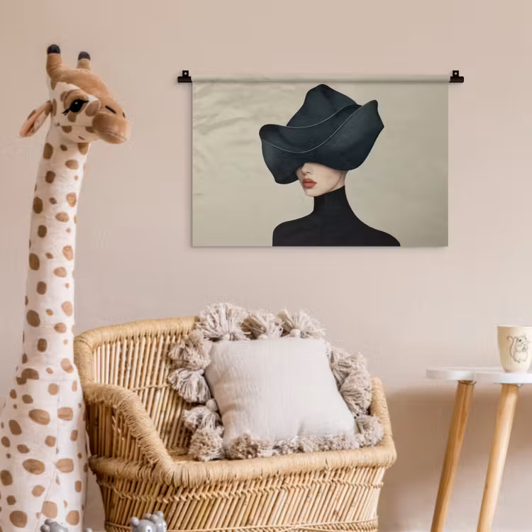 Wandkleed - Vrouw - Groen - Hoed — 5