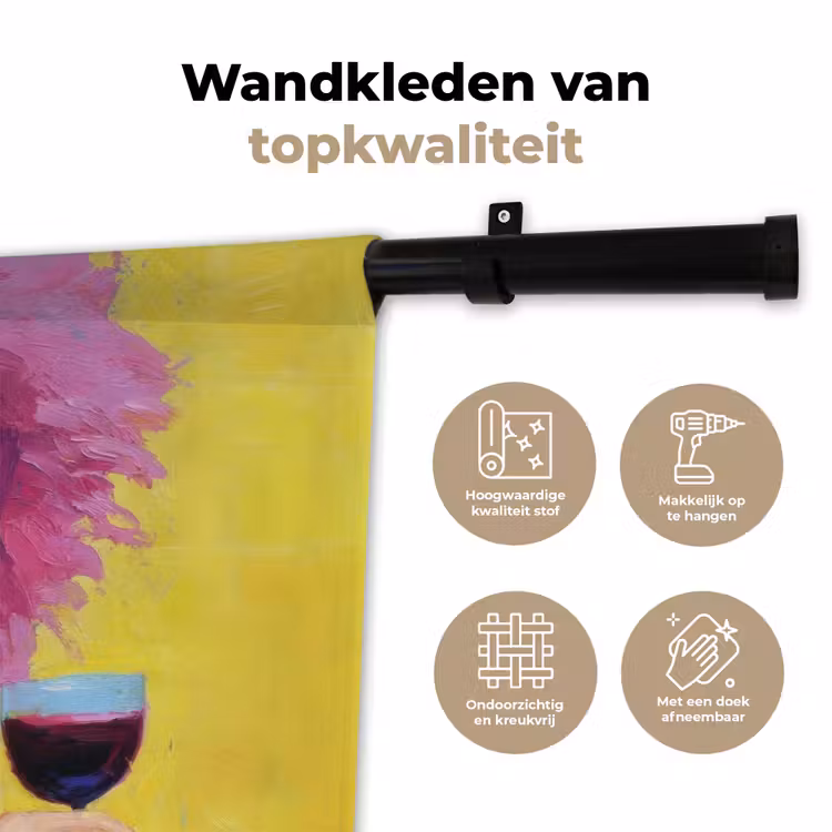 Wandkleed - Vrouw - Hoed - Paars - Wijn — 3