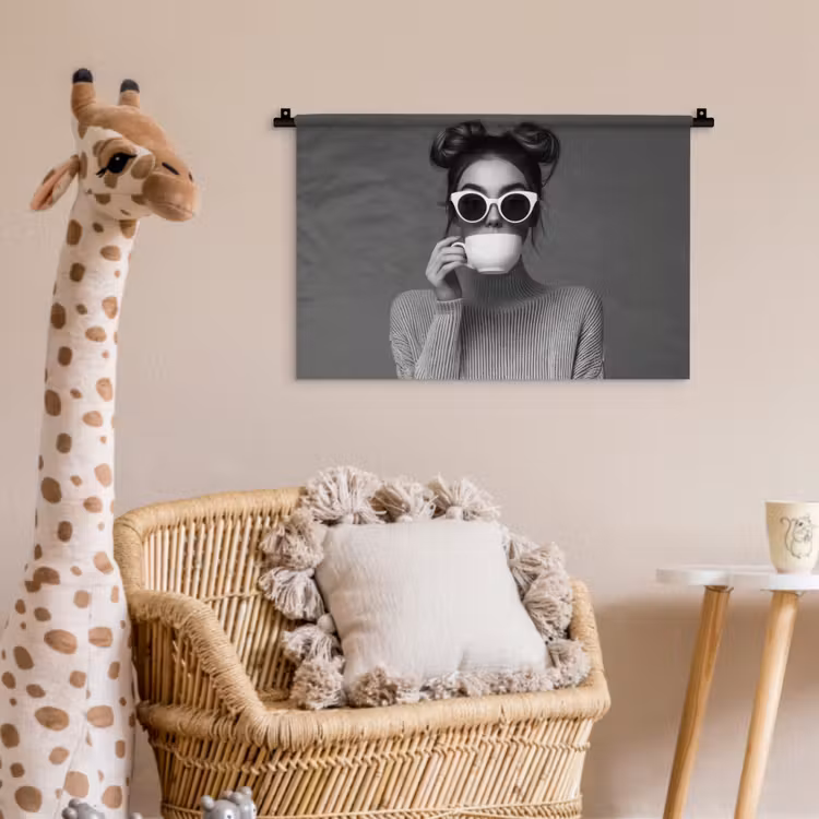 Wandkleed - Vrouw - Koffie - Zwart - Wit — 5