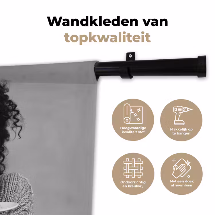Wandkleed - Vrouw - Pasta - Zwart - Wit — 3