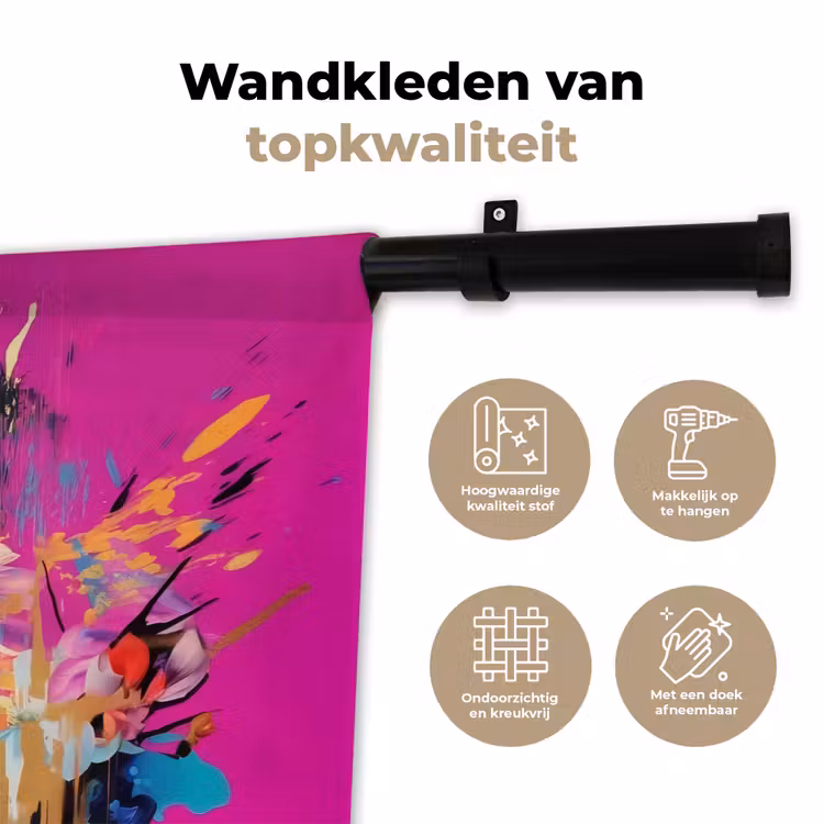 Wandkleed - Vrouw - Portret - Abstract - Paars — 3
