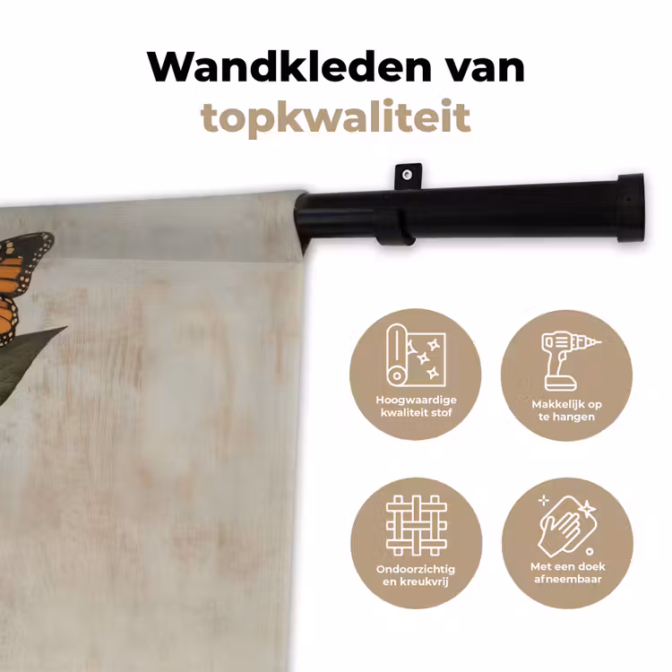 Wandkleed - Vrouw - Zonnebril - Vlinder - Bloemen — 3