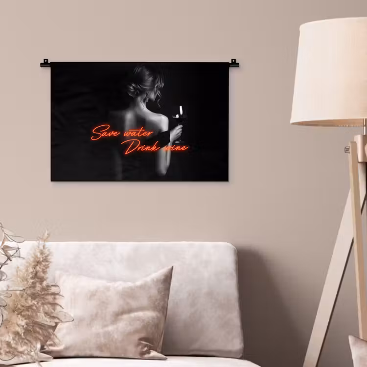 Wandkleed - Wijn - Vrouw - Neon - Quote — 2