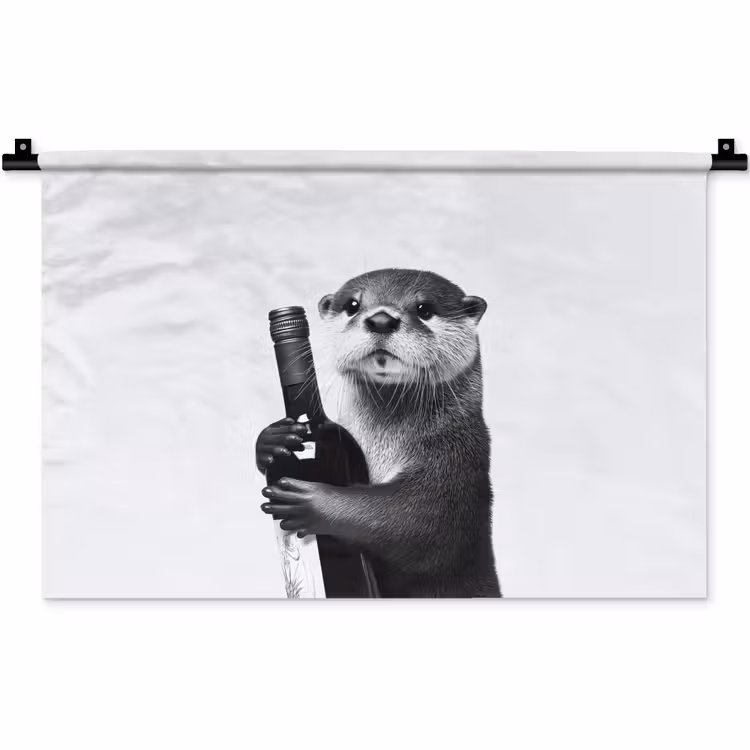 Wandkleed - Wijnfles - Otter - Zwart — 1