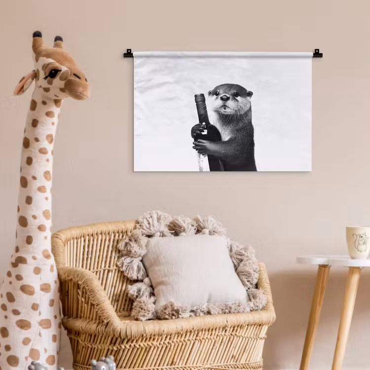 Wandkleed - Wijnfles - Otter - Zwart — 5