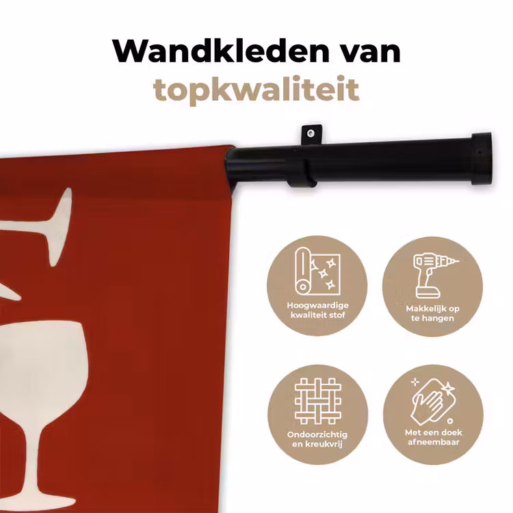 Wandkleed - Wijnglazen - Silhouetten - Wit — 3
