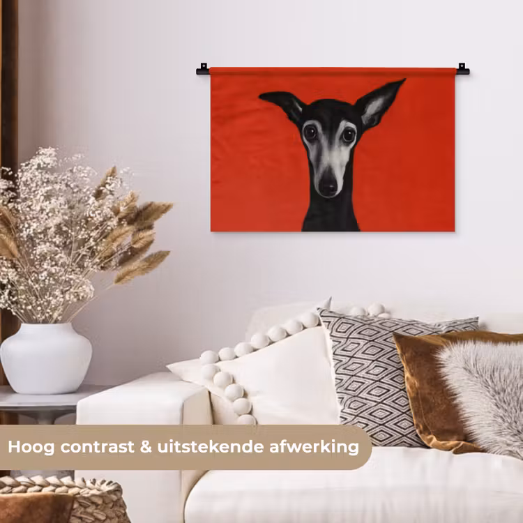 Wandkleed - Windhond - Minimalistisch - Rood — 4