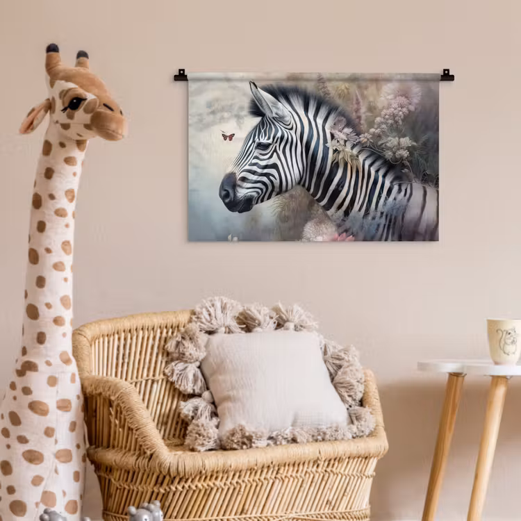 Wandkleed - Zebra - Wilde dieren - Vlinder - Bloemen — 5