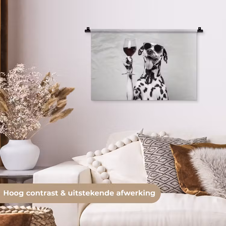 Wandkleed - Zonnebril - Dalmatiër - Wijnglas - Tong — 4