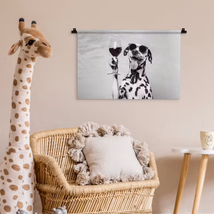 Wandkleed - Zonnebril - Dalmatiër - Wijnglas - Tong — 5