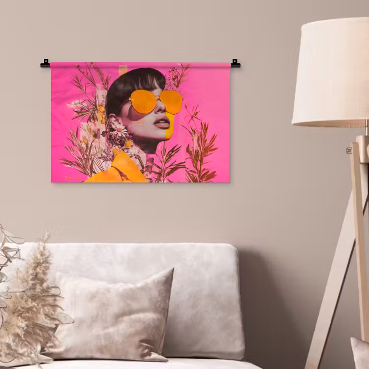Wandkleed - Zonnebril - Oranje - Vrouw - Planten — 2