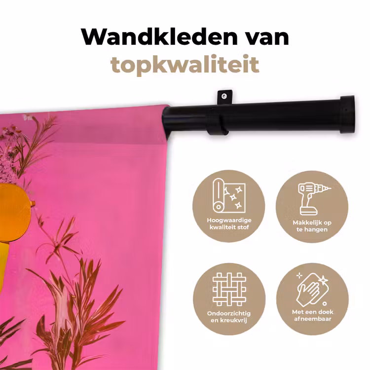 Wandkleed - Zonnebril - Oranje - Vrouw - Planten — 3