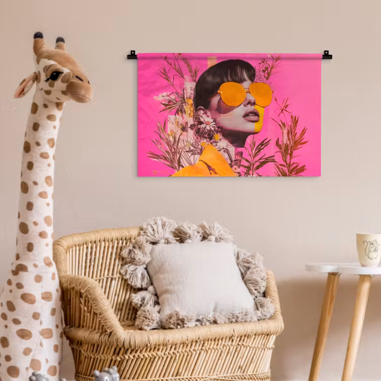 Wandkleed - Zonnebril - Oranje - Vrouw - Planten — 5