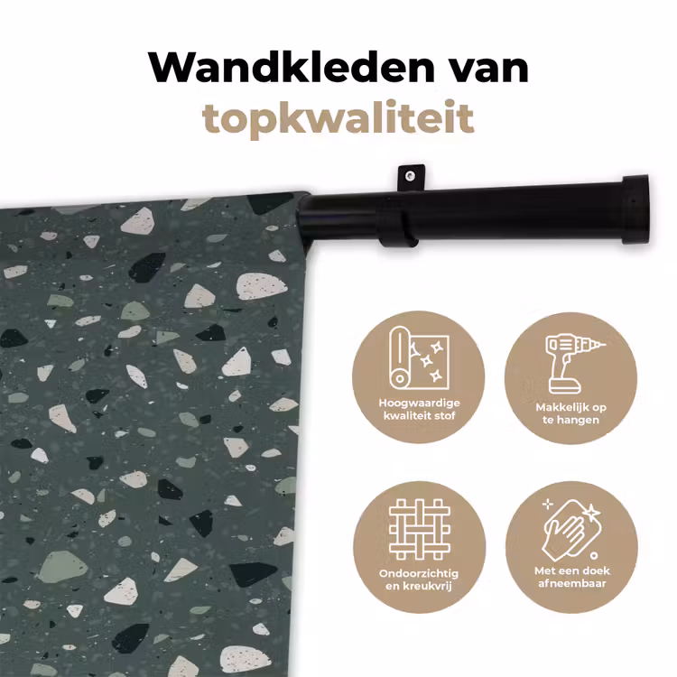 Wandkleed - Terrazzo - Patroon - Kleurrijk - Groen — 3