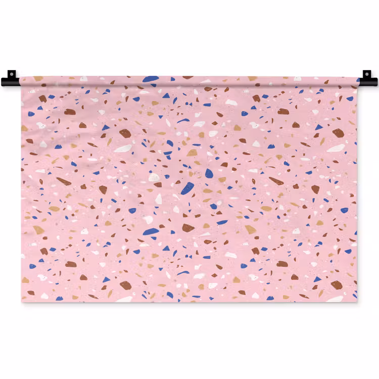 Wandkleed - Terrazzo - Patroon - Kleurrijk - Roze — 1