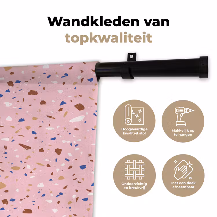 Wandkleed - Terrazzo - Patroon - Kleurrijk - Roze — 3