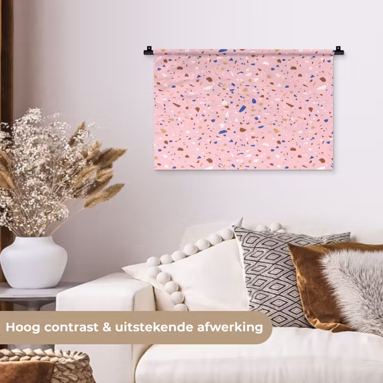 Wandkleed - Terrazzo - Patroon - Kleurrijk - Roze — 4