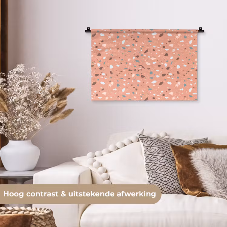 Wandkleed - Terrazzo - Patroon - Kleurrijk - Roze - Blauw — 4