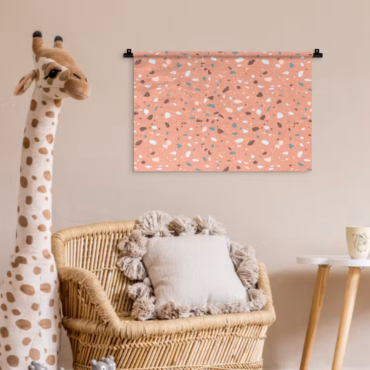Wandkleed - Terrazzo - Patroon - Kleurrijk - Roze - Blauw — 5