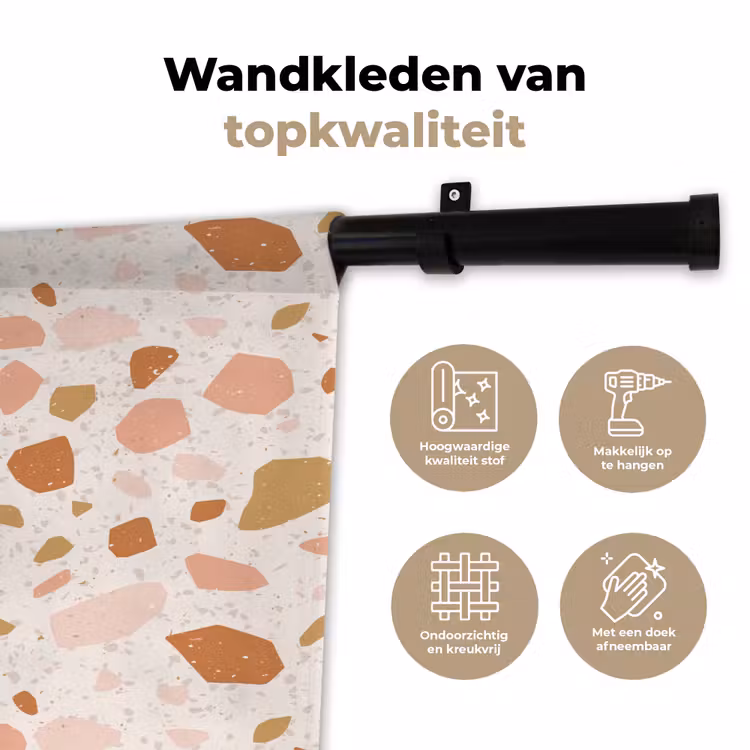 Wandkleed - Terrazzo - Patroon - Kleurrijk - Zalm — 3